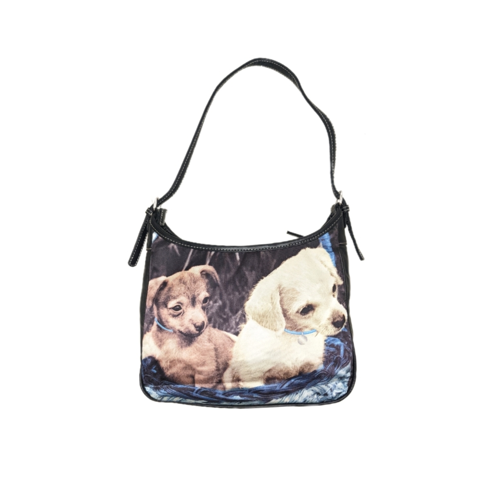 Y2K Black Vinyl Chihuahua Puppies/Rhinestones Preppy/Y2K Shoulder Bag - Picture 2 of 11